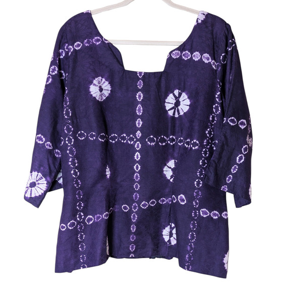 Custom Made 2-Piece Purple Boho Batik Skirt & Blouse Set – Size 2X (Adjustable) - Picture 3 of 15